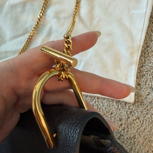 Chloe Black lamb skin leather Crossbody Bag with Gold Accents. - Picture 10 of 16